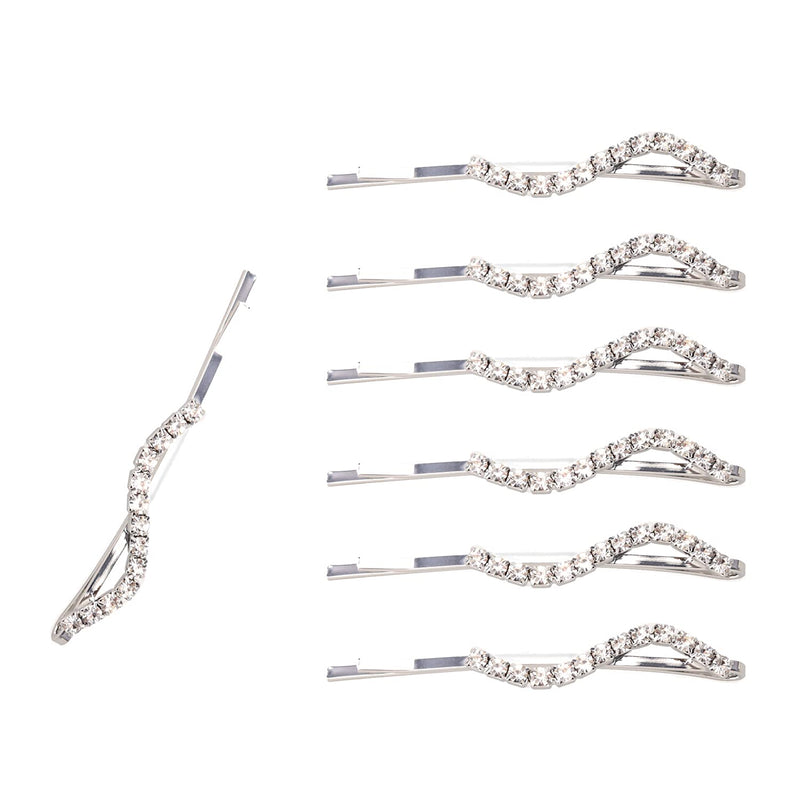 6 Pieces Rhinestone Bobby Pins Crystal Hair Pins Grips Slide Single Row Slim Diamante Rhinestone Bobby Pin for Brides Girls Barrettes Styling - BeesActive Australia
