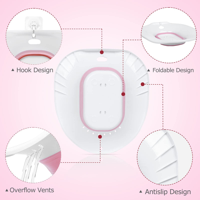 Foldable Sitz Bath for Toilet Seat with Flusher, Sitz Basin for Hemorrhoids,Postpartum Care, Perineum Treatment, Cleansing & Detox,Yoni Steam Seat Fits Standard Toilets,Vaginal/Anal Soaking Steam Kit Sitz Bath With Flusher - BeesActive Australia