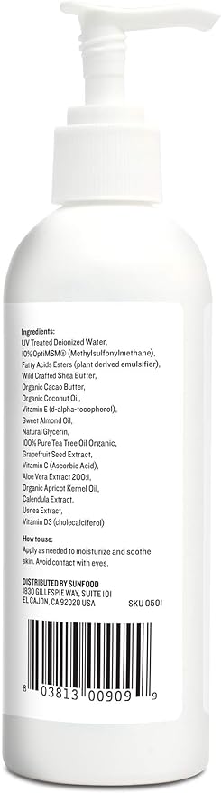 Sunfood MSM Lotion/Cream, Pure & Natural, 8oz by Sunfood [Parallel Import] - BeesActive Australia