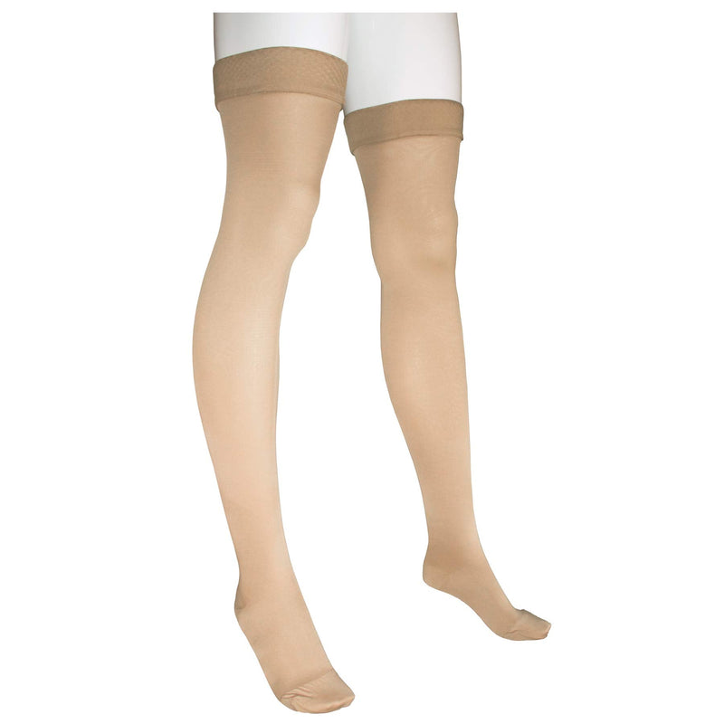 NuVein Sheer Compression Stockings for Women, 15-20 mmHg Support, Medium Denier, Thigh High, Closed Toe, Beige, Large - BeesActive Australia