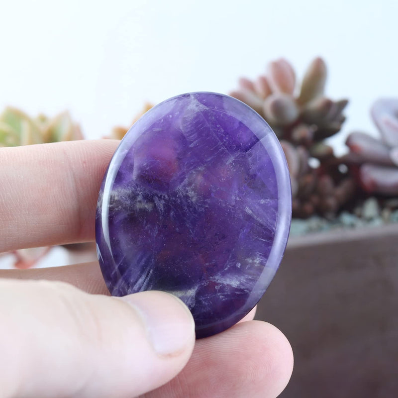 Ouubuuy Amethyst Thumb Worry Stone Healing Crystal Gemstone Pocket Palm Stone - Anxiety Stress Relieve - BeesActive Australia