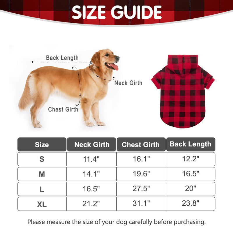 EXPAWLORER Plaid Dog Hoodie Clothes - Warm Soft Dog Sweater Outfit with Hat, Fall and Winter Pet Sweatshirt Clothing with Leash Hole for Small to Large Dogs, Buffalo Check X-Large - BeesActive Australia