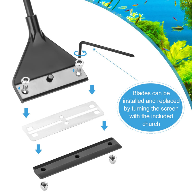 SWETOR Algae Scraper for Glass Aquarium,Fish Tank Scraper with 10 Replaceable Blades,Aquarium Cleaning Tools,Fish Tank Algae Scraper with Blade Safety Cover. 16.5 Inch - BeesActive Australia