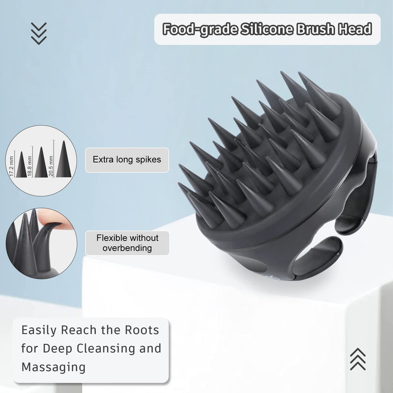 FREATECH Hair Scalp Massager Shampoo Brush with Long & Soft Silicone Bristles for Scalp Care, Gentle Scrub to Exfoliate, Intensive Massage to Relax The Head, Dandruff Removal and Hair Growth, Black - BeesActive Australia