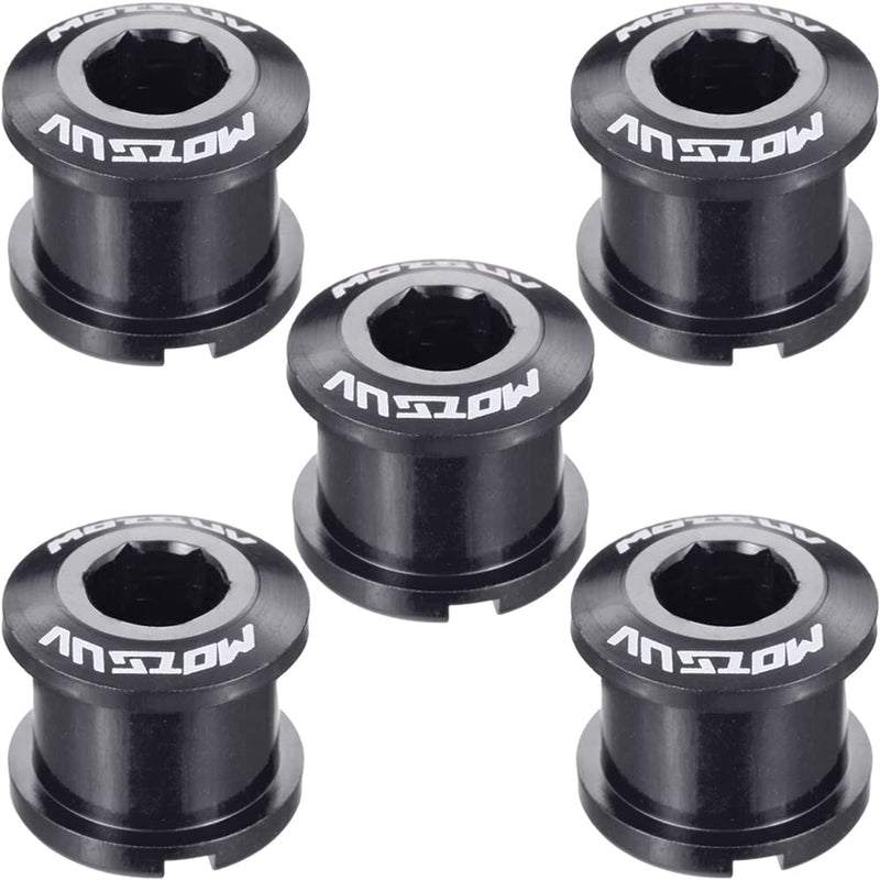 Uleeso Chainring Bolts, 5 PCS Aluminum Alloy Single/Double MTB Disc Chainwheel Bolts, with 1 x Allen Wrench Hex, 1 x Chainring Nut Wrench Tool Black Double - BeesActive Australia