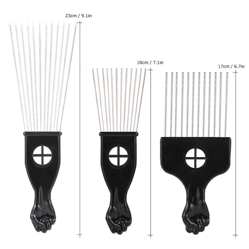 3Pcs Afro Combs, Professional Metal African American Hair Comb for Hairdressing Styling Tool - BeesActive Australia
