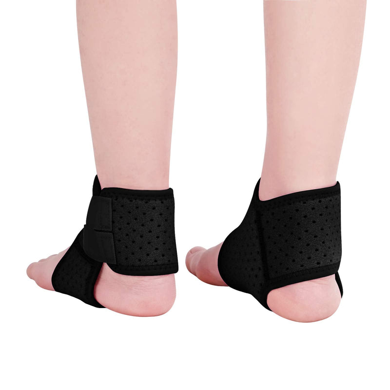 2 Pack Ankle Braces for Kids Child Adjustable Mesh Compression Ankle Tendo Foot Support Protector Stabilizer Wraps Ankle Guards for Juvenile Sprains Injuries, Arthritis Relief, Joint Pain, Ankle Sore Medium: (Pack of 2) Black - BeesActive Australia