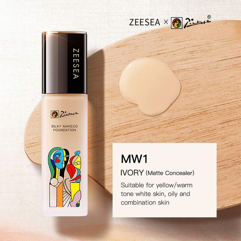 ZEESEA Picasso Full Coverage Matte Liquid Foundation Natural Flawless Long Lasting Oil-Control Moisturizing Concealer Liquid Foundation (MW1 Ivory (Matte Concealer)) MW1 Ivory (Matte Concealer) - BeesActive Australia