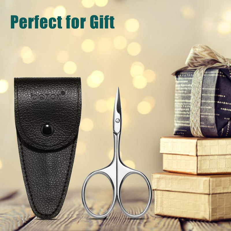 BEZOX Curved Blade Scissors Used as Cuticle Scissors,Nail Scissor or Eyebrow Scissors, Professional Stainless Steel Manicure Scissors for Man and Women - W/ Leather Packing Bag - BeesActive Australia