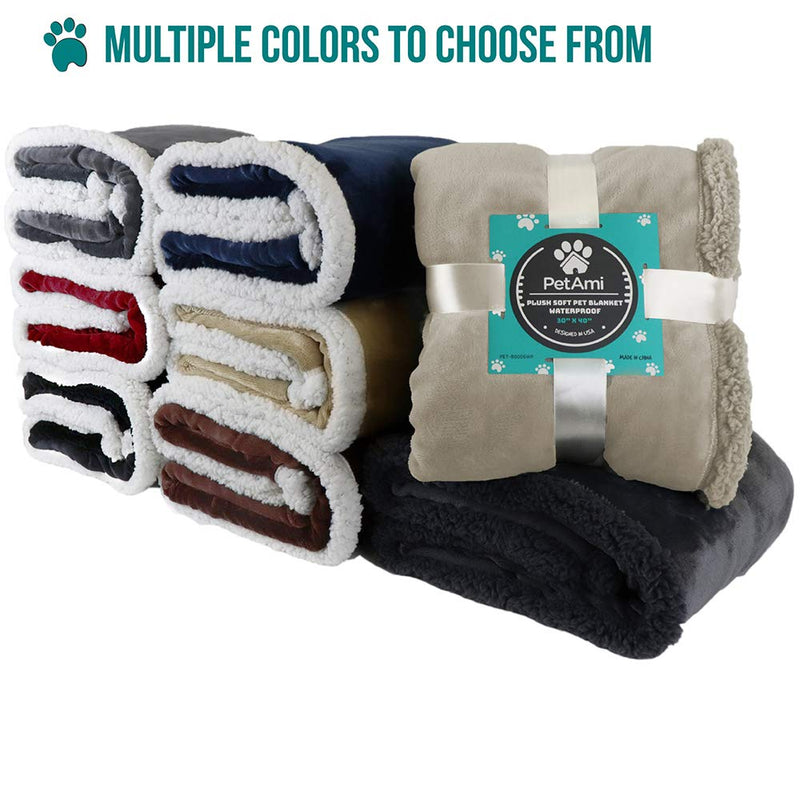 PetAmi Puppy Dog Blanket | Pet Blanket Small Dog Indoor Cat Kitten | Fleece Sherpa Throw Doggy Blanket Crate Couch Sofa Bed | Soft Plush Fuzzy Fluffy Lightweight Warm Cover, 29x40 29x40 Inch (Pack of 1) Taupe/Taupe Sherpa - BeesActive Australia