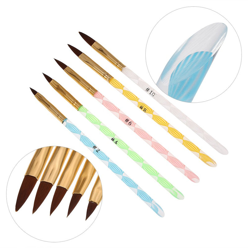 Qkiss 5pcs Acrylic Handle Nail Art UV Gel Carving Pen Liquid Powder Brush Set Kit - BeesActive Australia