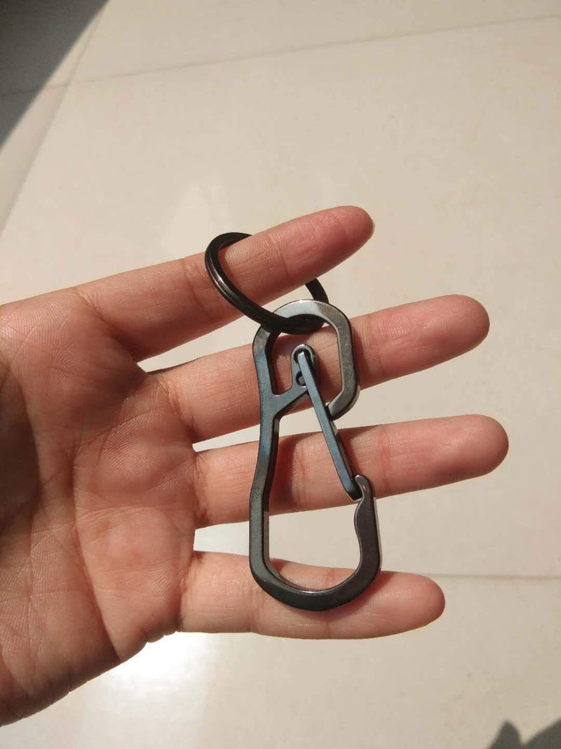 Alsmiley Carabiner Clip Retractable Ring Set Titanium KeyChain Quick Release Hooks for Men Women 1 Pack Black - BeesActive Australia