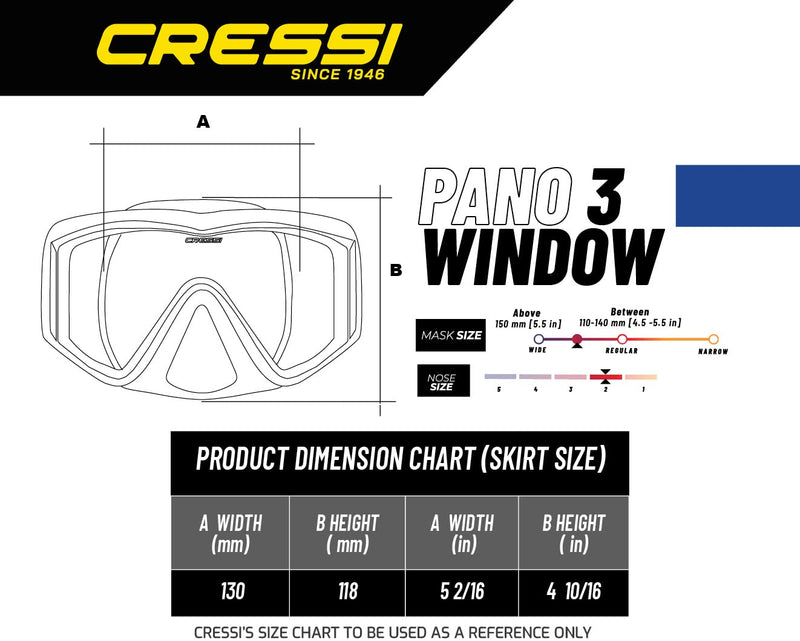 Cressi Large Wide View Mask for Scuba Diving & Snorkeling | Pano 3: designed in Italy Black/Orange - BeesActive Australia