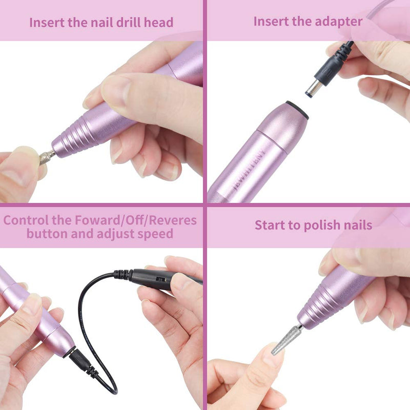 Electric Nail Drill Machine Professional 25000RPM Portable Manicure Pedicure Polishing Shape Tools Efile Nail File Drill Kit For Acrylic, Removing Acrylic Gel Nails - BeesActive Australia