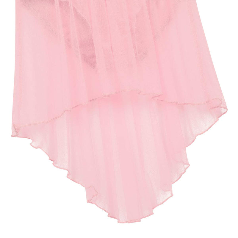 [AUSTRALIA] - MSemis Kids Girls Lyrical Modern Dance Outfit Mesh Crop Top with Asymmetrical Overlay Gymnastics Belly Latin Dancewear Pink 4 