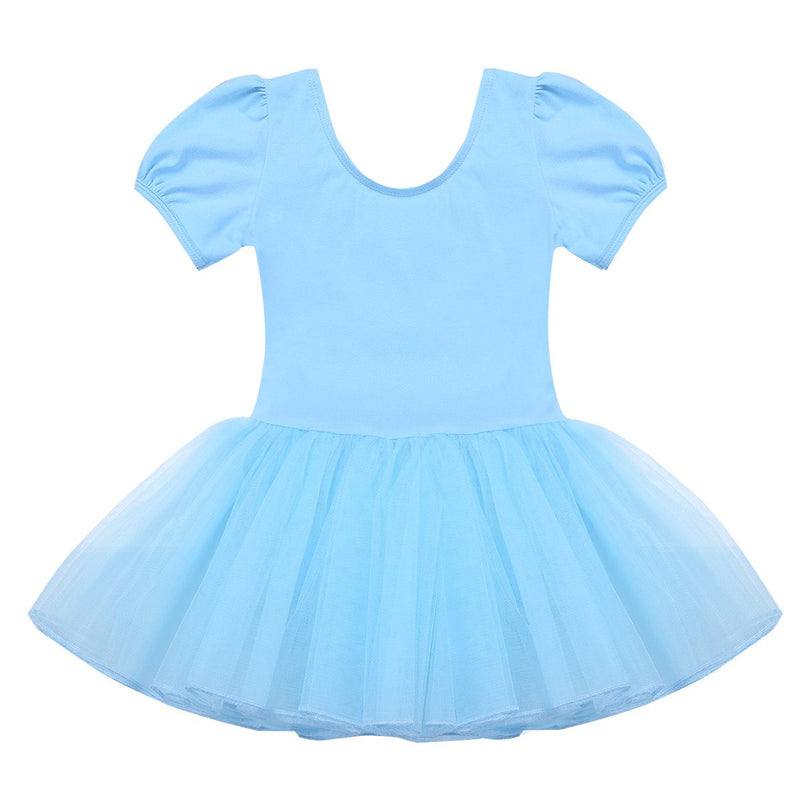 [AUSTRALIA] - iiniim Kids Girls Short Sleeves Bowknots Mesh Ballet Dance Tutu Dress Gymnastics Leotard 8 Sky Blue 