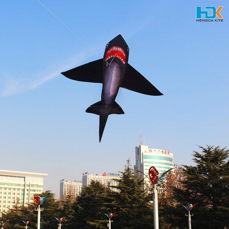 [AUSTRALIA] - HENGDA KITE for Kids Lifelike Black Shark Kite Single Line Kite Flying for Children Kids Outdoor Toys Beach Park Playing 