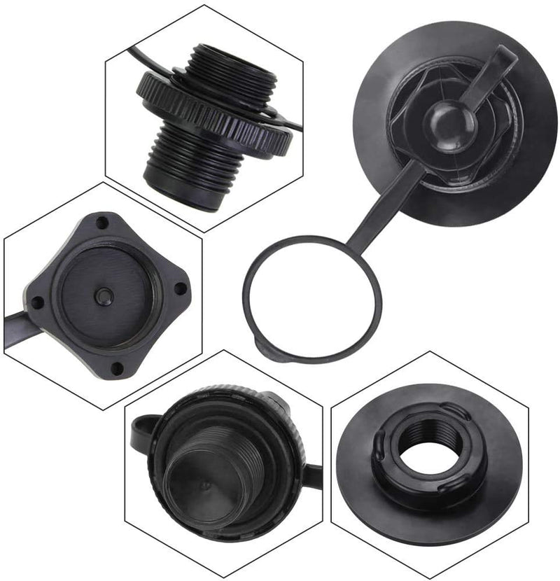 BUZIFU 2pcs Air Valve Inflatable Boat Spiral Air Plugs One-way Inflation Replacement Screw Boston Valve for Rubber Dinghy Raft Kayak Pool Boat Airbeds,Black - BeesActive Australia