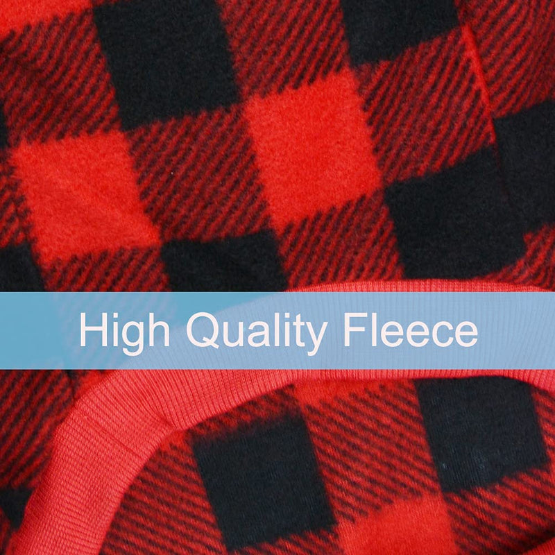 Plaid Dog Hoodie Pet Fleece Sweater Winter Coat with Hat for Small Medium Large Dogs Red and Black S - BeesActive Australia