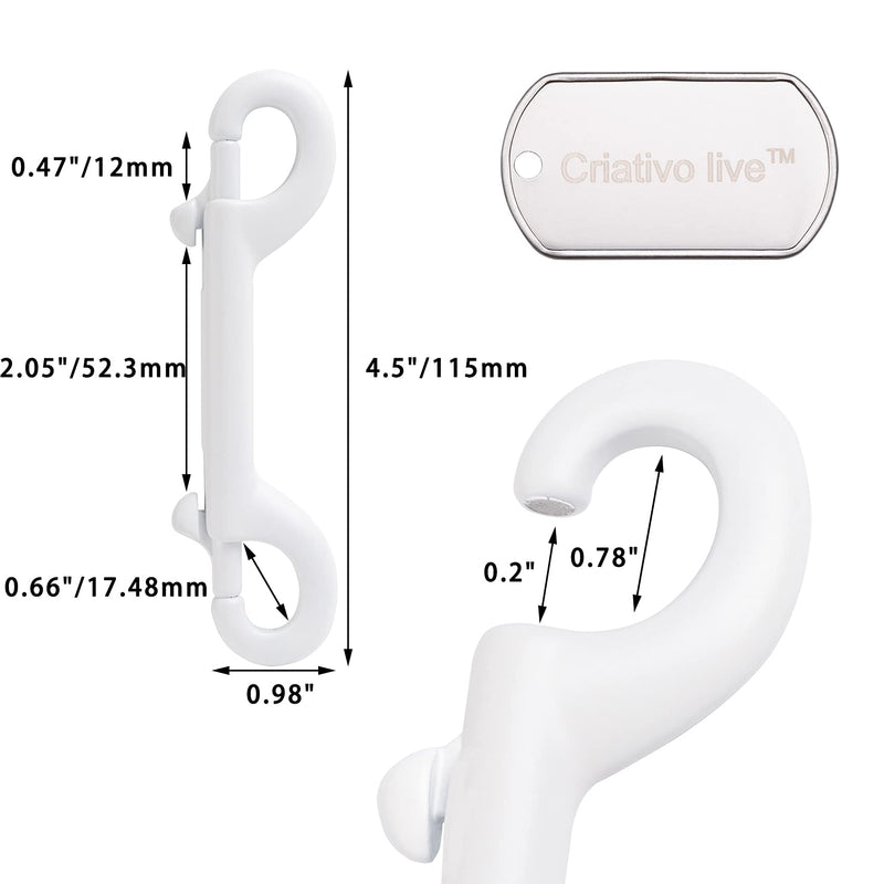 Criativo live 6 pcs Marine Grade Double Ended Bolt Snap Diving Hook Clips,Scuba Trigger Clip,Large 4-1/2'' 115mm 316 Stainless Steel White - BeesActive Australia