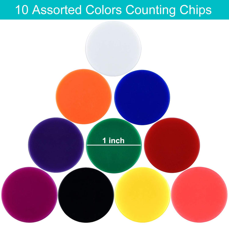 [AUSTRALIA] - Coopay 300 Pieces 10 Colors Plastic Learning Counters Disks Bingo Chip Counting Discs Markers for Math Practice and Poker Chips Game Tokens,1 Inch Style 1 