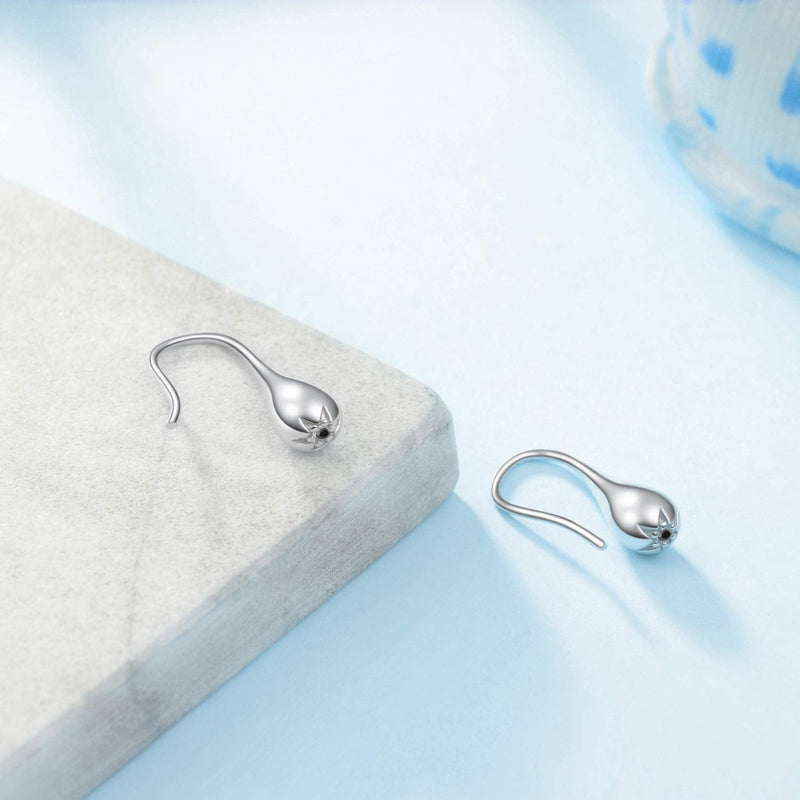 Pull Through Teardrop Dangle Earrings 925 Sterling Silver Simple Water Drop Earrings for Women pull through teardrop earrings - BeesActive Australia