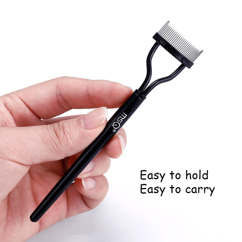 Eyelash Comb Curler Eyebrow Brush MSQ Eyelash Separator Mascara Applicator Eyelash Definer With Comb Cover Arc Designed Cosmetic Brushes Tool Black - BeesActive Australia