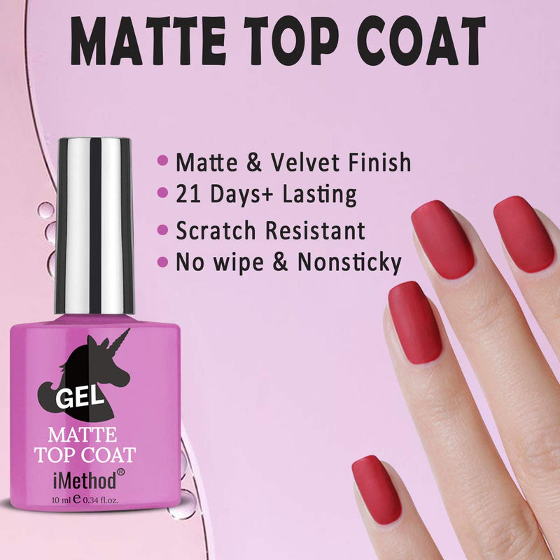 iMethod Gel Nail Polish - Matte Gel Top Coat, Shine No Wipe Gel Top and Base Coat, 0.34 Fl Oz/ 10 mL Each Bottle - BeesActive Australia