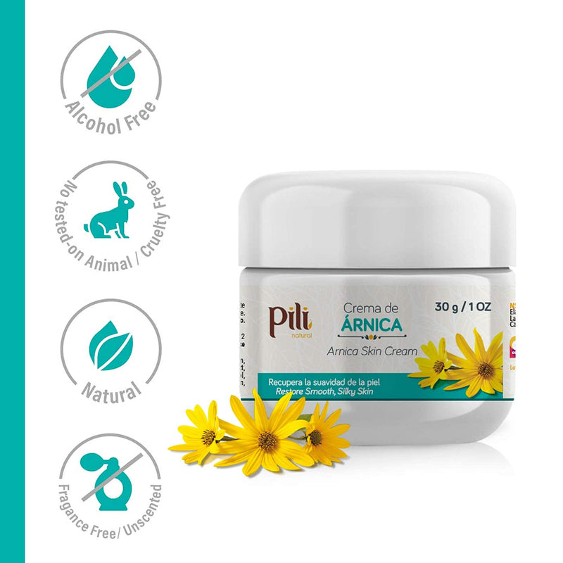 Pili Natural Arnica Cream - Restore Smooth Silky Skin - Crema de Arnica - Pack of 3 (Pack 3 x 1 oz each) - BeesActive Australia