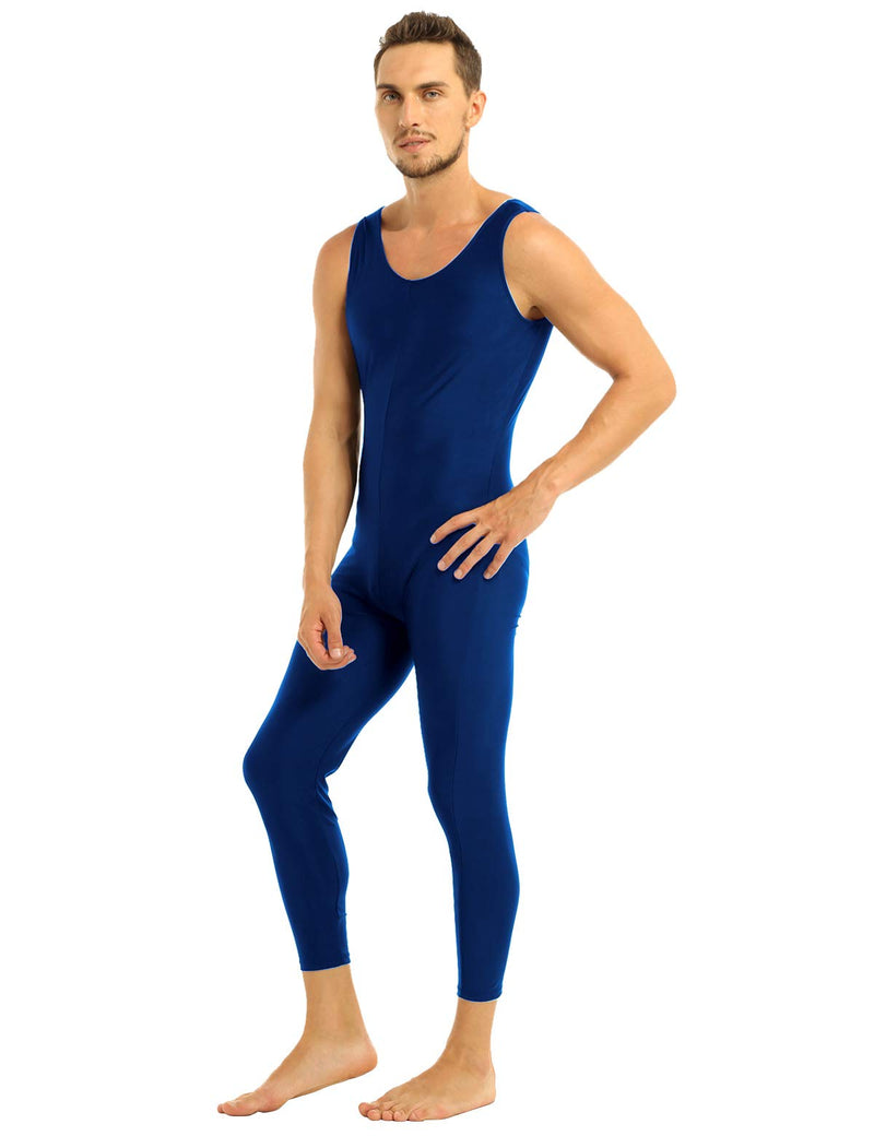 [AUSTRALIA] - iiniim Mens Full Body One Piece Sleeveless Slim Fit Tank Unitard Leotard Bodysuit Dancewear Navy_blue Medium 