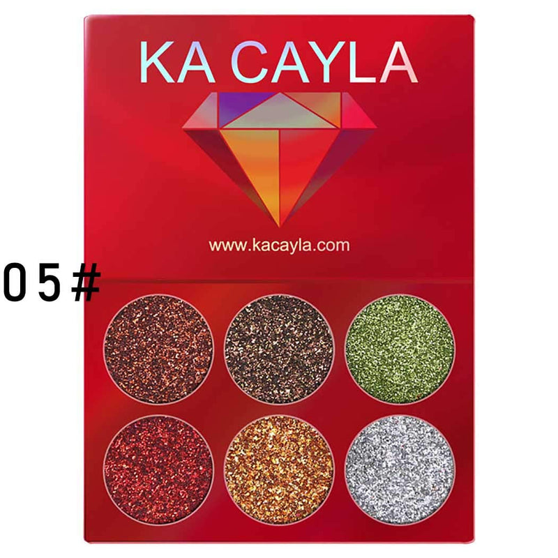 Kisshine Glitte Eyeshadow Palette Party Diamond Shimmer Eyeshadows Brown Long Lasting Waterproof 6 Blend Color Highly Pigmented Eye Makeup Cosmetics Gift For Women and Girls Pack of 1 (B-Red 05#) B-Red 05# - BeesActive Australia