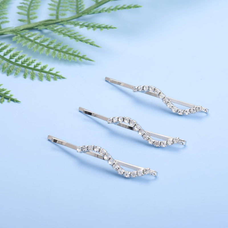 6 Pieces Rhinestone Bobby Pins Crystal Hair Pins Grips Slide Single Row Slim Diamante Rhinestone Bobby Pin for Brides Girls Barrettes Styling - BeesActive Australia