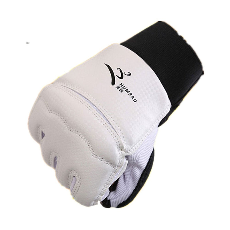 [AUSTRALIA] - Baselay Taekwondo Gloves, WTF Approved Muay Thai Sandbag Boxing Training Punching Bag Half Mitts Sparring Martial Arts Karate Fighting Half Finger Glove for Men Women Kids White Medium 