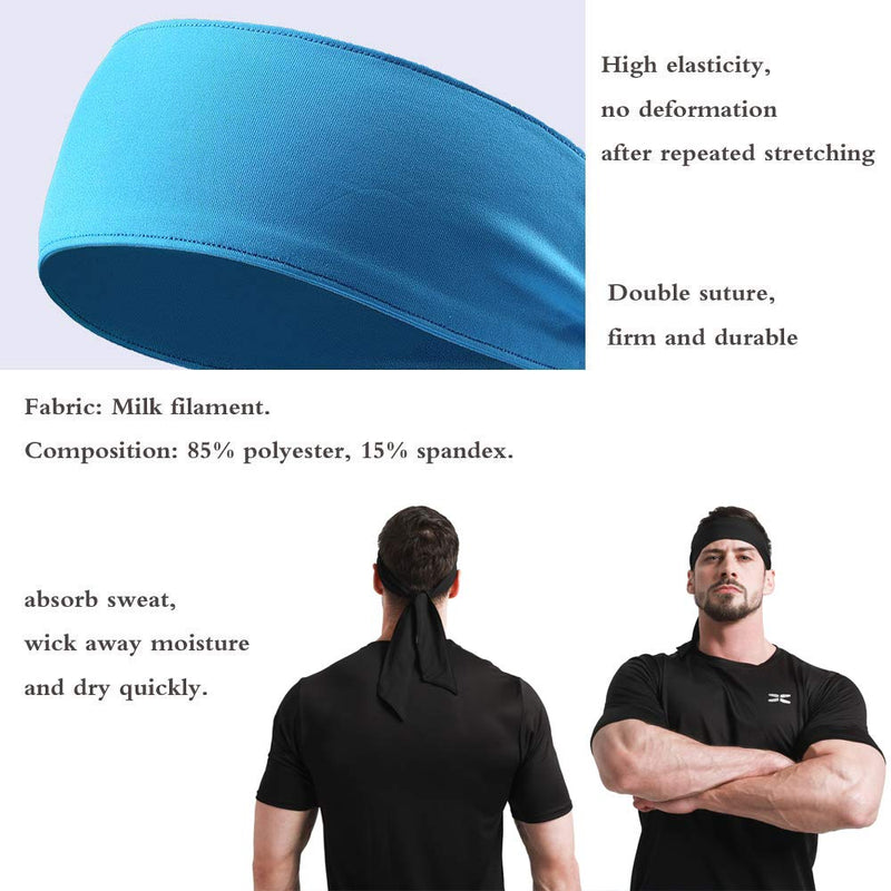 Sports Headband - Head Tie Tennis Tie Hairband - Sweatbands Headbands Wristbands Head Wrap - Ideal for Working Out,Tennis 1pcs-black - BeesActive Australia