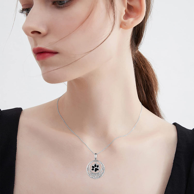 Paw Print Urn Necklace for Ashes 925 Sterling Silver Dog Cat Ashes Necklaces Memorial Keepsake Cremation Jewelry Gifts for Ashes Pet Ashes - BeesActive Australia
