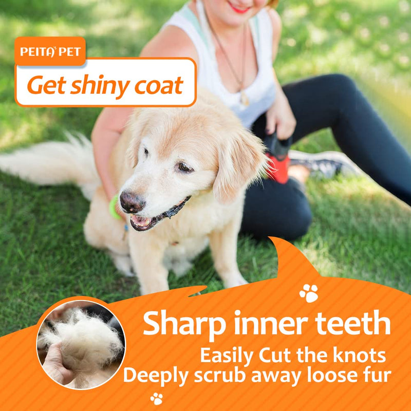 Undercoat rake for Dogs，Dog Deshedding Brush for Large Dogs，2 in 1 Dematting Comb & deShedding Tool for Long Hair Cats，Pet Hair Grooming Brush, Clear mats and tangles, Reduces Shedding by 95%… - BeesActive Australia