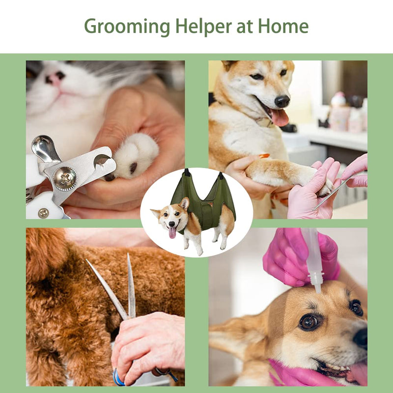Mklhgty Pet Dog Grooming Hammock Harness for Cats & Dogs, Breathable Dog Grooming Helper for Trimming Nail and Ear/Eye Care,with Dog Nail Clippers, Free Nail File Medium Green - BeesActive Australia