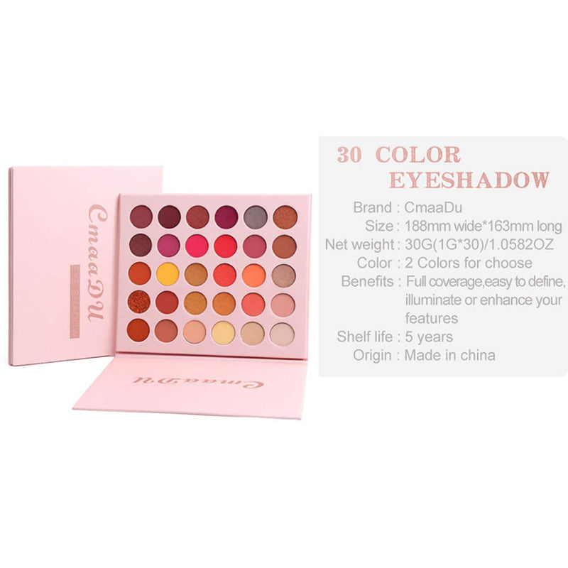 Rivetino Eyeshadow Palette, Professional 30 Color Spotlight Eye Shadow Matte Shimmer Makeup Pallet Highly Pigmented Colorful Powder Long Lasting Waterproof Eye Shadow 01 - BeesActive Australia