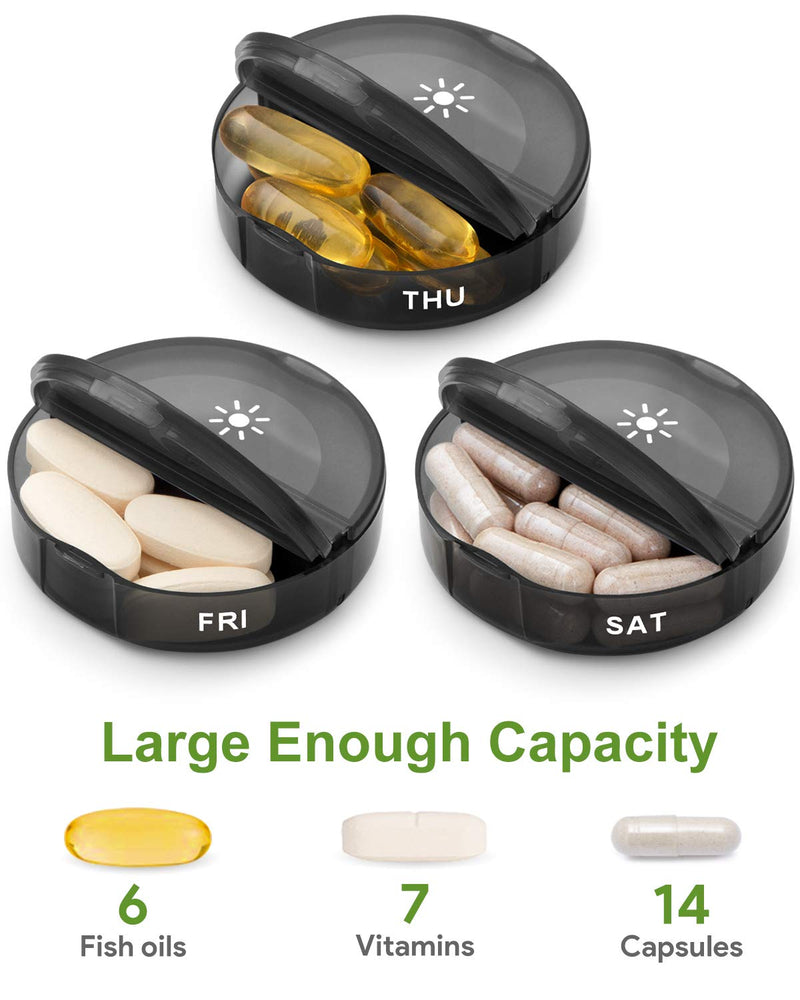 TookMag Pill Organizer 2 Times a Day, Weekly AM PM Pill Box, Large Capacity 7 Day Pill Cases for Pills/Vitamin/Fish Oil/Supplements (Black) Black - BeesActive Australia