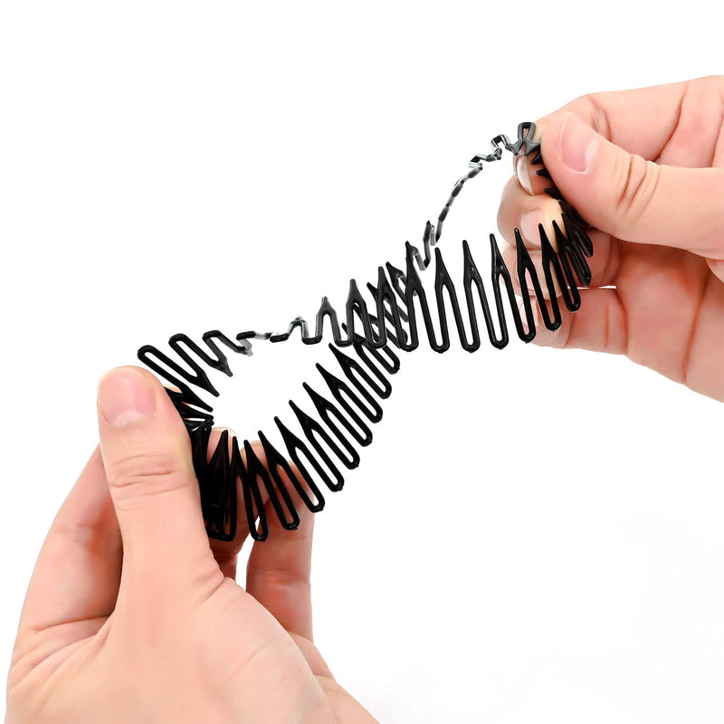 Flexi Combs Black Clear and Brown Hair Bands Full Circular Stretch Comb Flexible Plastic Circle Comb Headband (3) 3 - BeesActive Australia