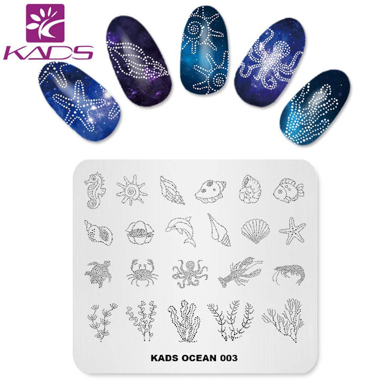KADS Nail Art Stamp Plate Ocean Sea Mermaid Series Nail stamping plate Template Image Plate Nail Art DIY Decoration Tool - BeesActive Australia