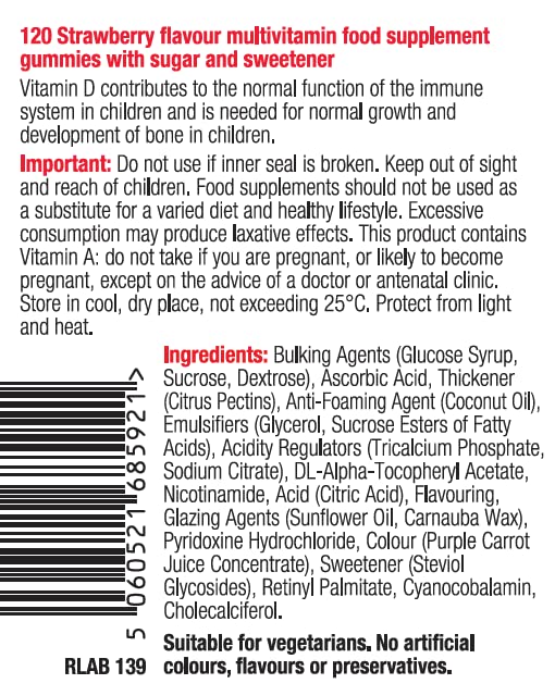 Vitawell Kids Multivitamin Gummies | 120 Strawberry Flavour Gummies | Monster Pack | 2 Months� Supply | Two a Day Chewable Kids Multivitamin | 9 Essential Children�s Vitamins | by Vitawell - BeesActive Australia