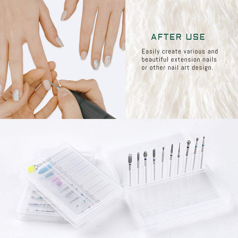 30Pcs Diamond Cuticle Nail Drill Bits for Acrylic Nails, AUHOKY 3 Sets Premium Cuticle Cleaner Bit with 3 cases, Fine Grits Bits for Gel Nail Drill Manicure Pedicure Home Salon Use - BeesActive Australia