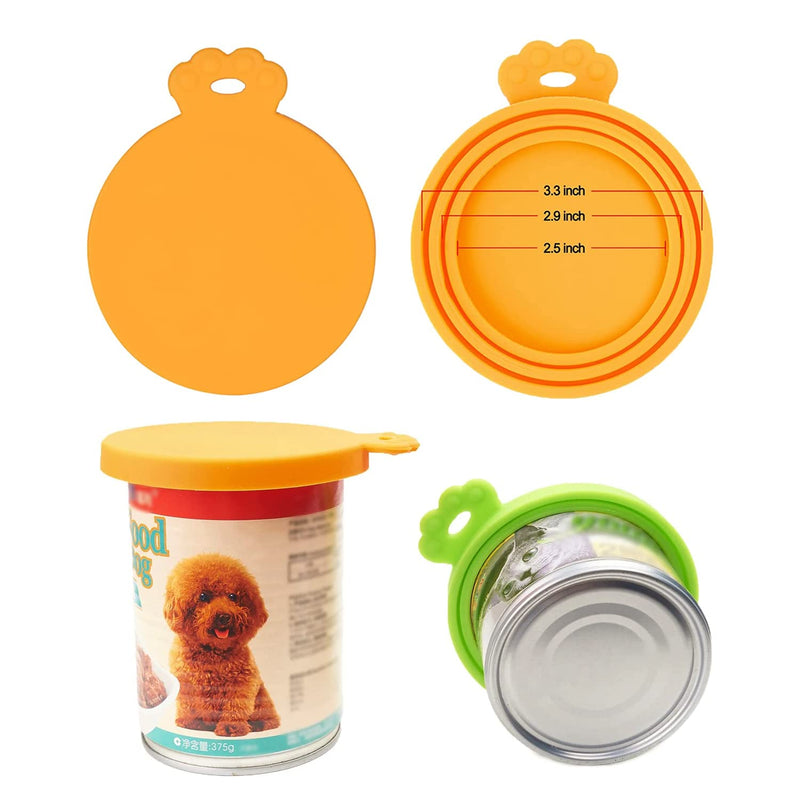 PetBonus Silicone Pet Can Lids, Dog Cat Food Can Covers, Universal Size Can Tops, 1 fit 3 Standard Size Food Cans, BPA Free Dishwasher Safe Green+ Orange - BeesActive Australia