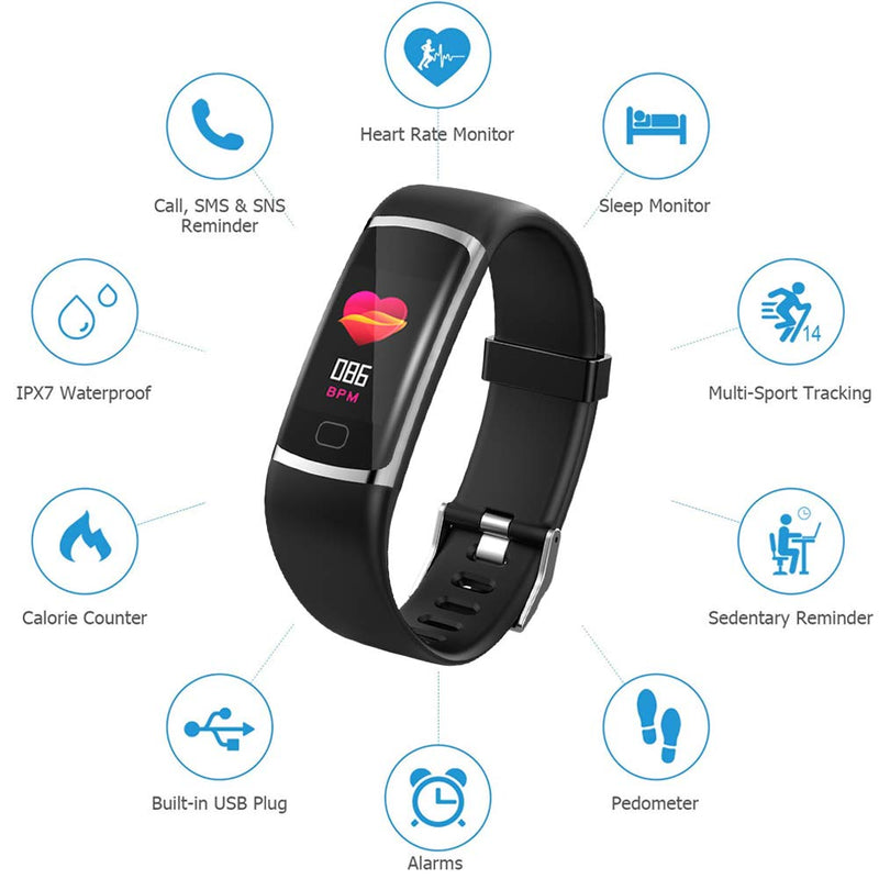 Fitness Tracker, Activity Tracker with Heart Rate Monitor, Waterproof Sports Watch with Sleep Monitor, Calories, Health Tracker Pedometer GPS Tracking Step Counter for Women and Men Black - BeesActive Australia