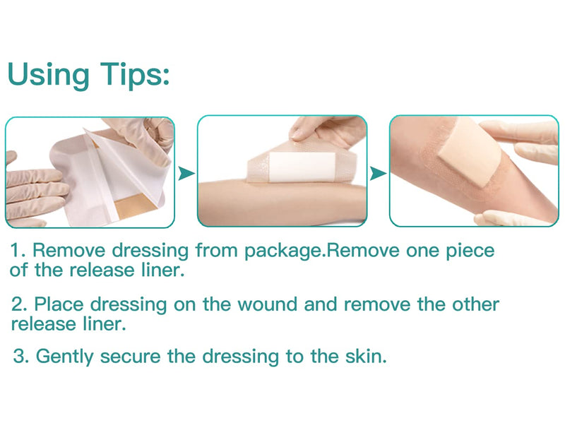 Dimora Silicone Foam Dressing with Border Adhesive 4"x4" Waterproof Wound Dressing Bandage for Wound Care 10 Pack… 4 x 4inch(10PCS) - BeesActive Australia