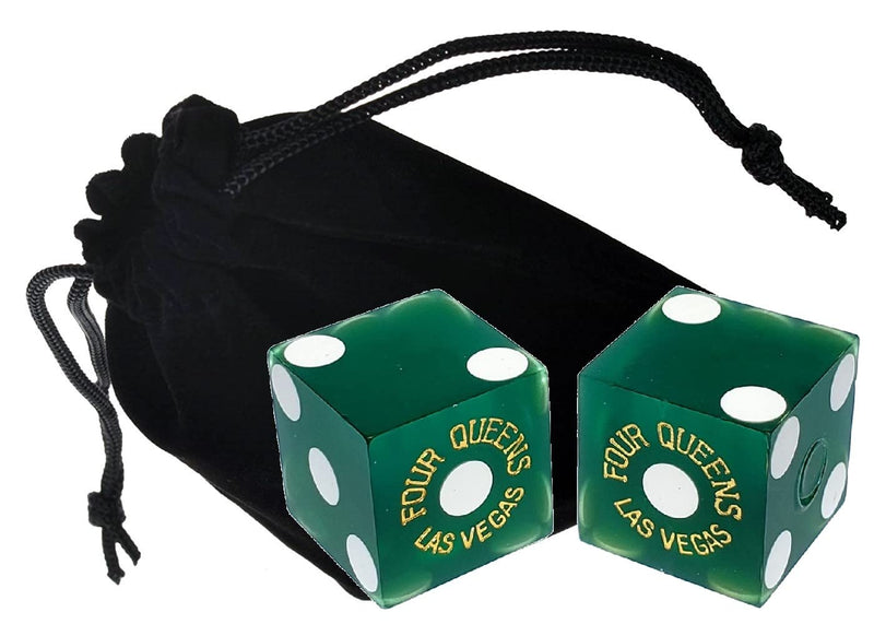 Four Queens Las Vegas Casino Table-Played 19mm Matching Serial Numbers Craps Dice Green Frosted with Pouch -- Set of 2 Dice (Dice Pair) Set of 2 Dice (Dice Pair) - BeesActive Australia