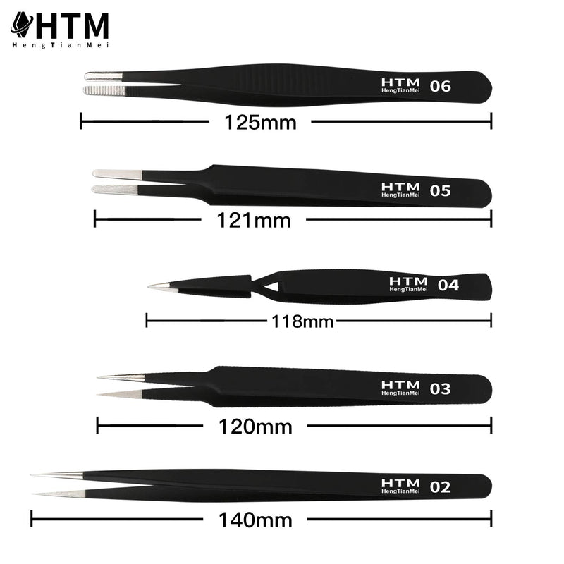 HengTianMei Precision Tweezers Set Anti-static ESD Tweezers Kit, Equipped with carving knife, metal crowbar and storage bag (12 PCS) 12 PCS - BeesActive Australia