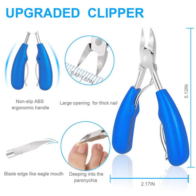 4Pcs Upgraded Toe Nail Clippers Set for Thick Nail or Ingrown Toenail Tool - Premium Sharp Toenail Clipper, File, Cuticle Pusher, Lifter - Professional Stainless Steel Manicure Pedicure Tools by ovwo - BeesActive Australia