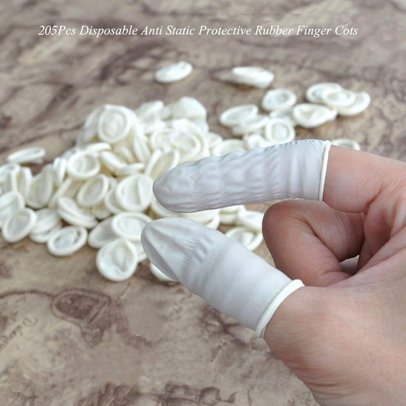 Disposable Latex Finger Cots Rubber, 140g(Approx 205PCS) Fingertips Protective Finger Art Latex Tissue Finger Cot (White) 205 Pcs - BeesActive Australia